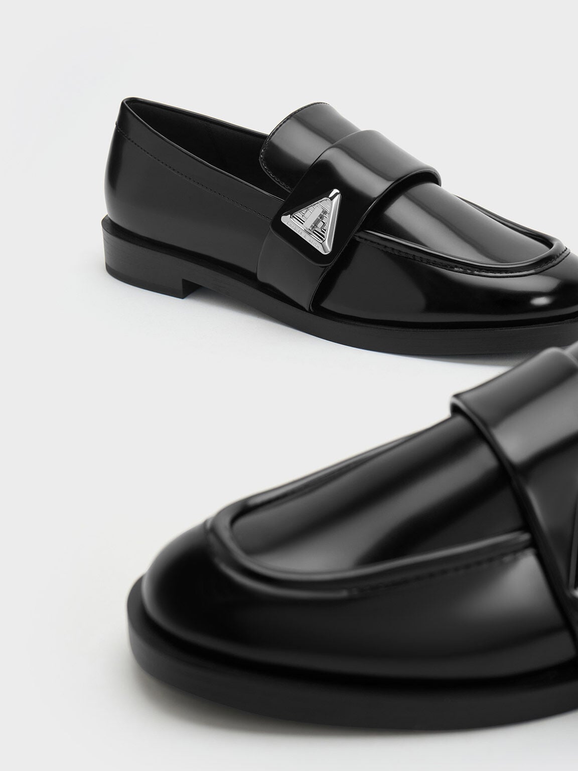 Trice Metallic Accent Loafers - Black Box | CHARLES & KEITH