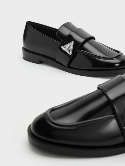 Trice Metallic Accent Loafers - Black Box | CHARLES & KEITH