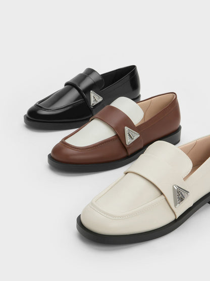 Trice Metallic Accent Loafers - Black Box | CHARLES & KEITH