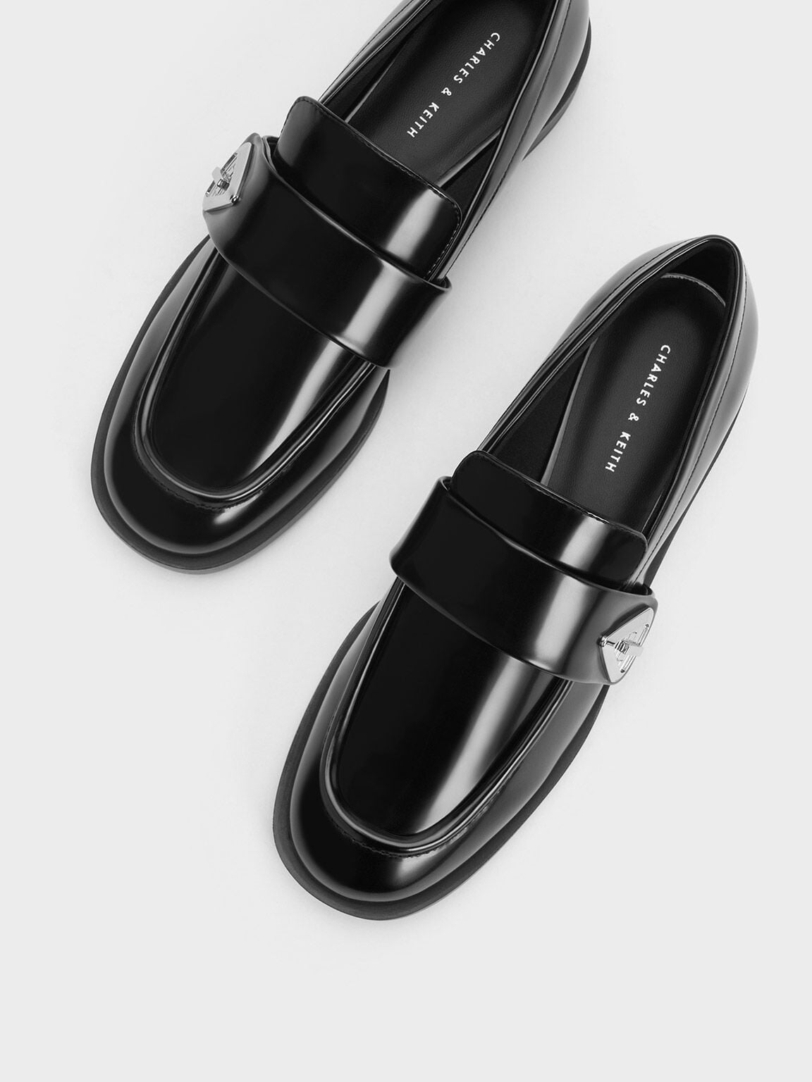 Trice Metallic Accent Loafers - Black Box | CHARLES & KEITH