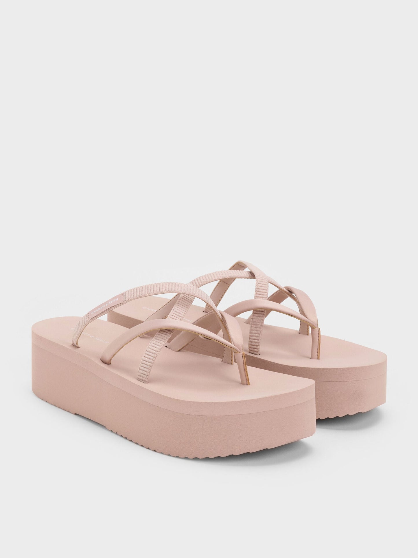 Levy Satin Strappy Flatform Sandals - Light Pink | CHARLES & KEITH