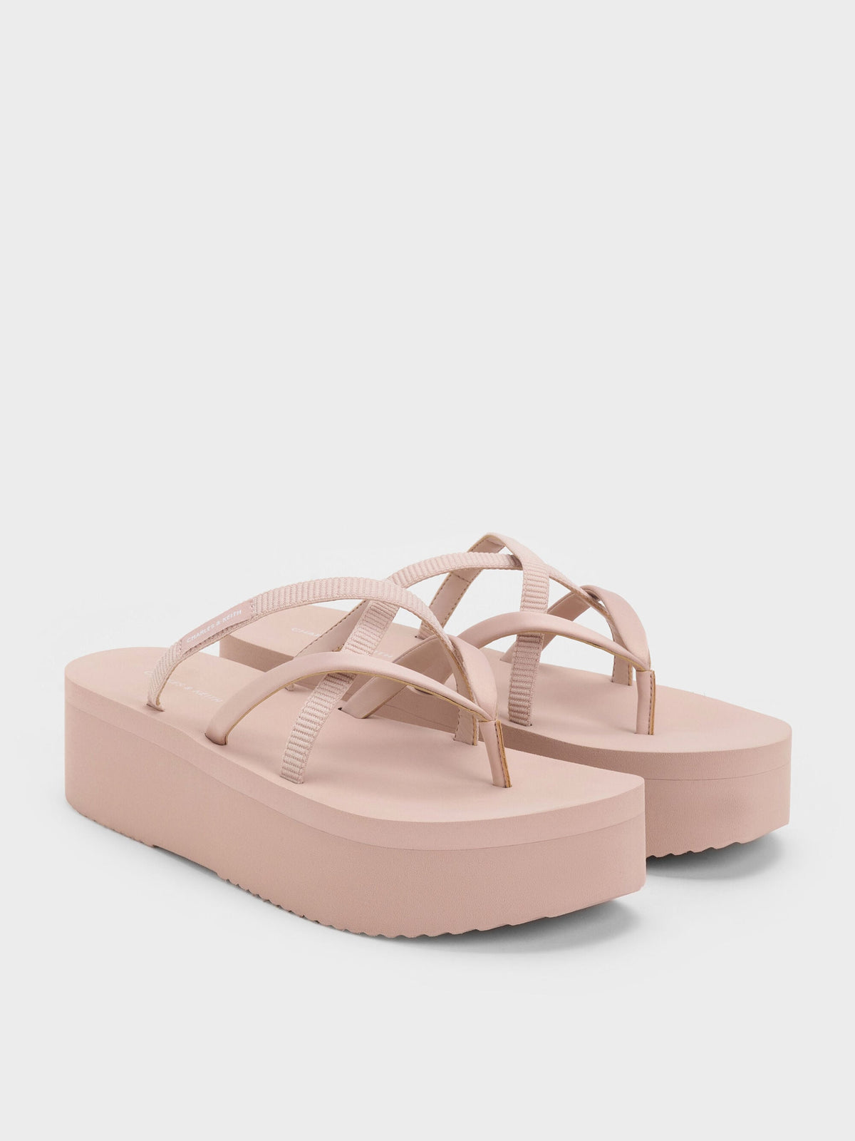 Levy Satin Strappy Flatform Sandals - Light Pink | CHARLES & KEITH