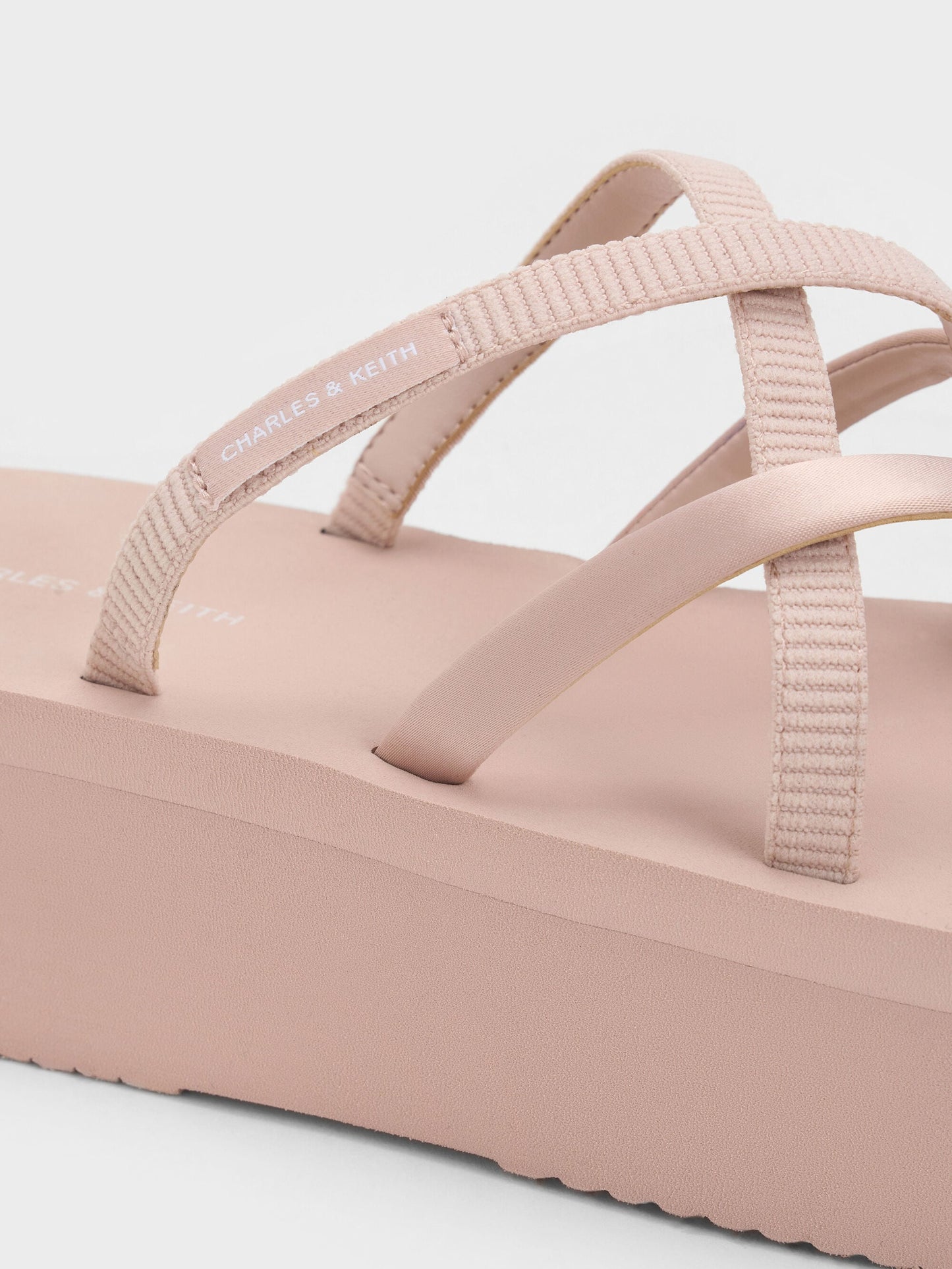 Levy Satin Strappy Flatform Sandals - Light Pink | CHARLES & KEITH