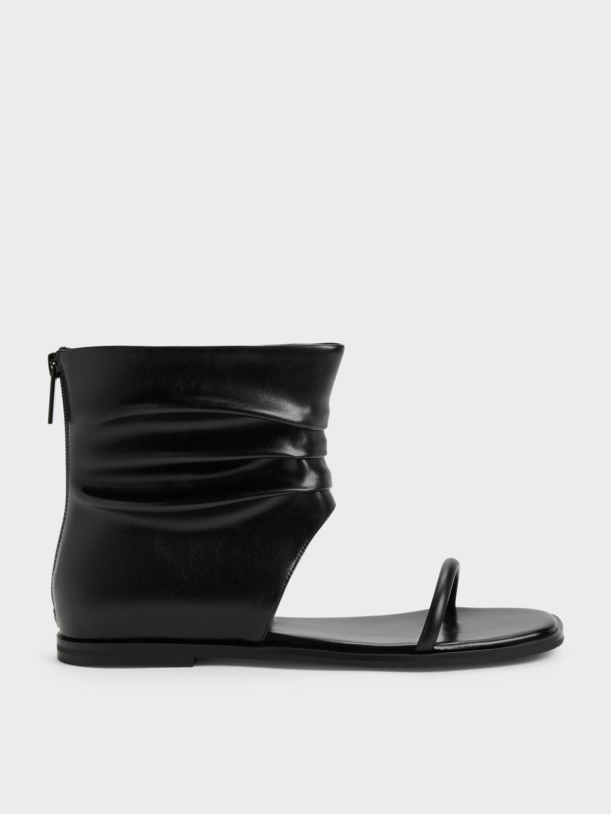 Joplin Ruched Boot Sandals - Black | CHARLES & KEITH