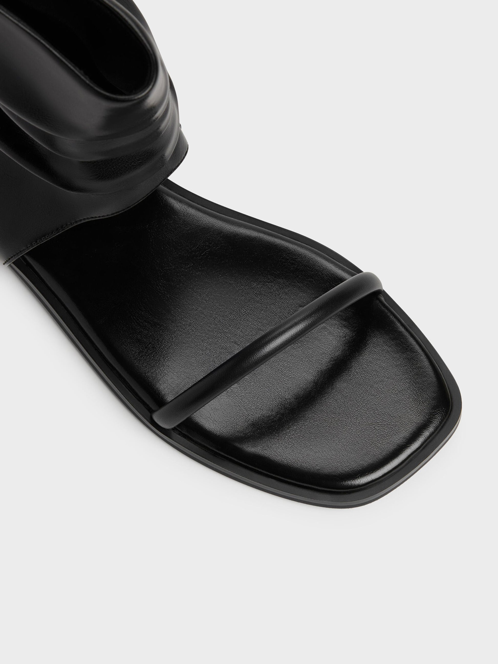 Joplin Ruched Boot Sandals - Black | CHARLES & KEITH