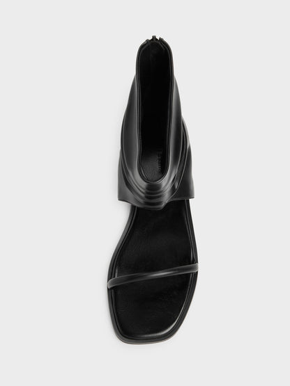 Joplin Ruched Boot Sandals - Black | CHARLES & KEITH