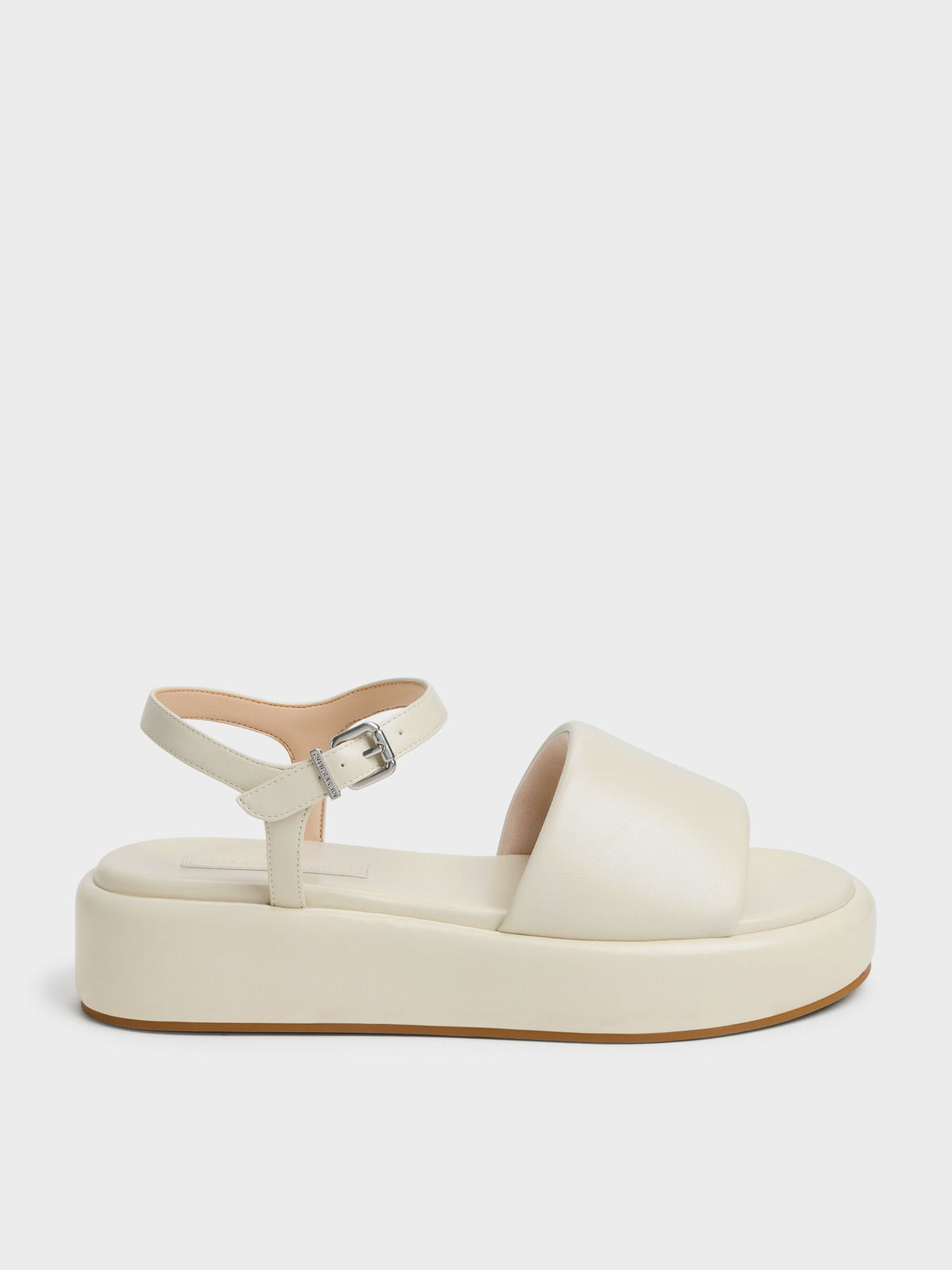 Ankle-Strap Flatform Sandals - Chalk | CHARLES & KEITH
