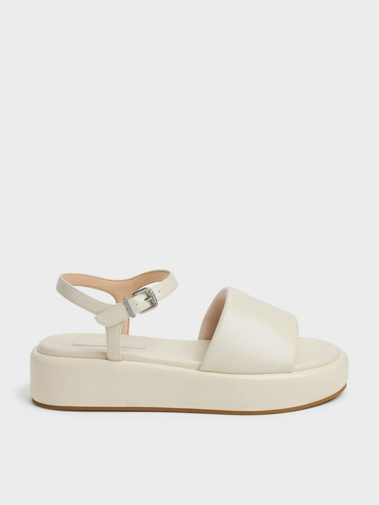 Ankle-Strap Flatform Sandals - Chalk | CHARLES & KEITH