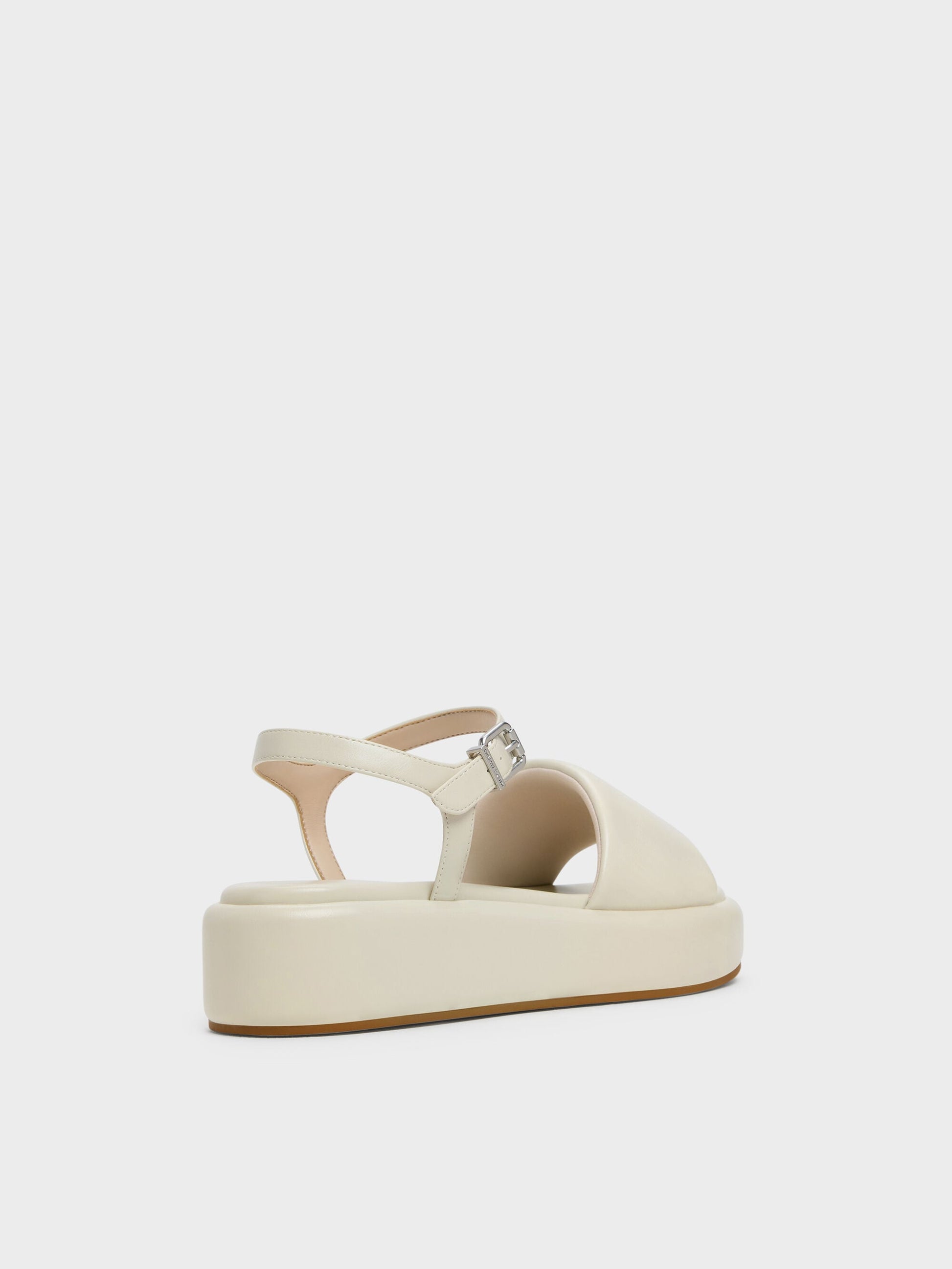Ankle-Strap Flatform Sandals - Chalk | CHARLES & KEITH