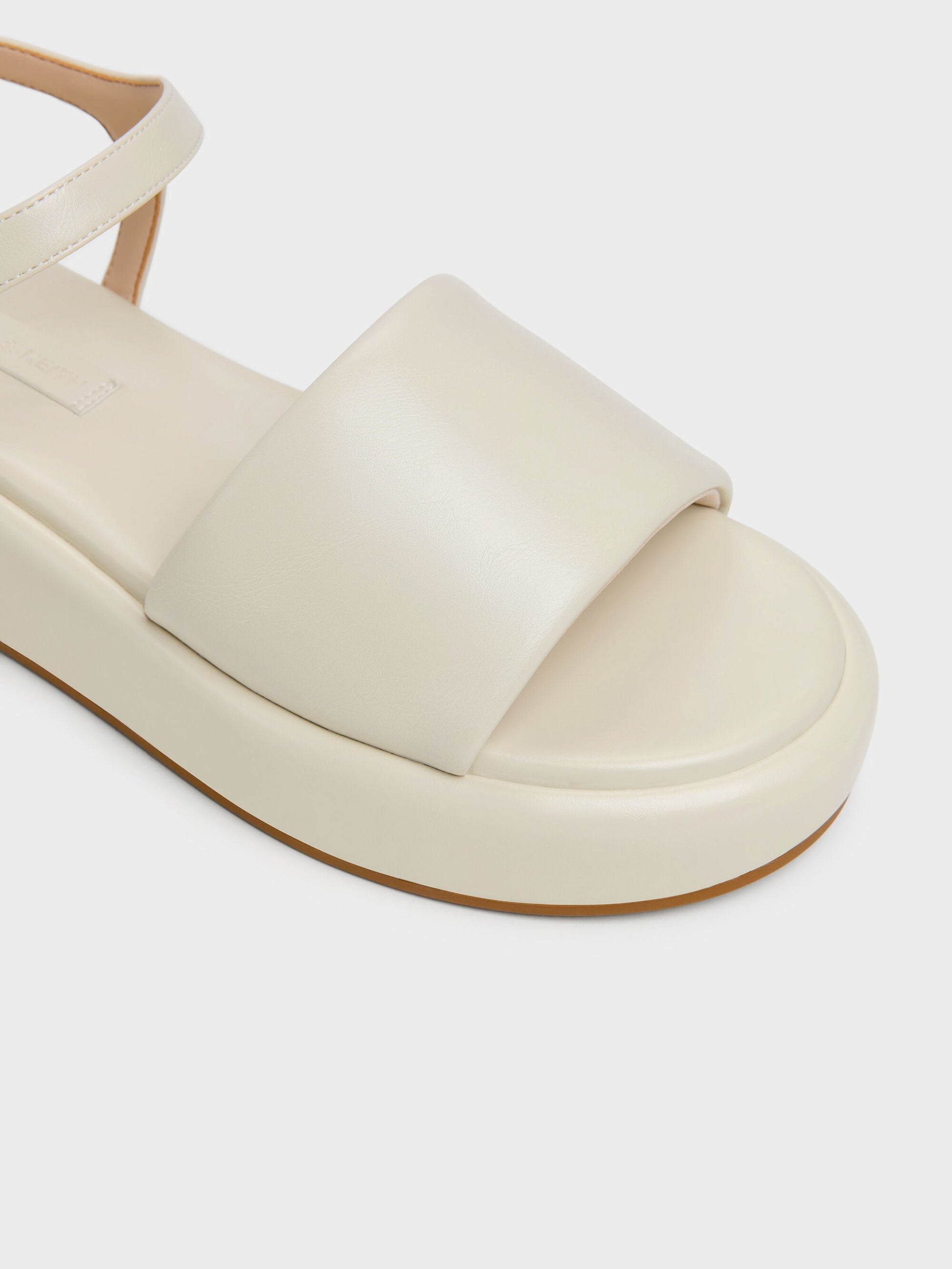 Ankle-Strap Flatform Sandals - Chalk | CHARLES & KEITH