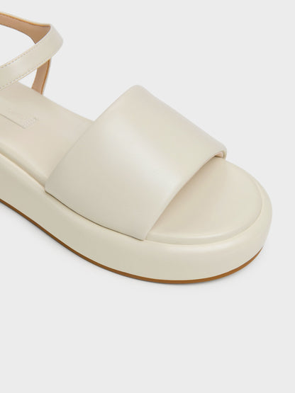 Ankle-Strap Flatform Sandals - Chalk | CHARLES & KEITH