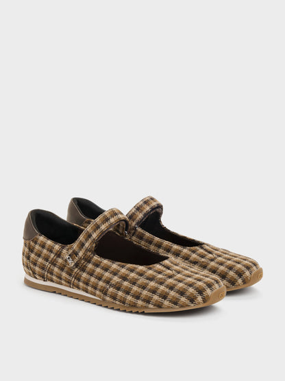 Jace Leather Checkered Mary Jane Sneakers - Multi | CHARLES & KEITH