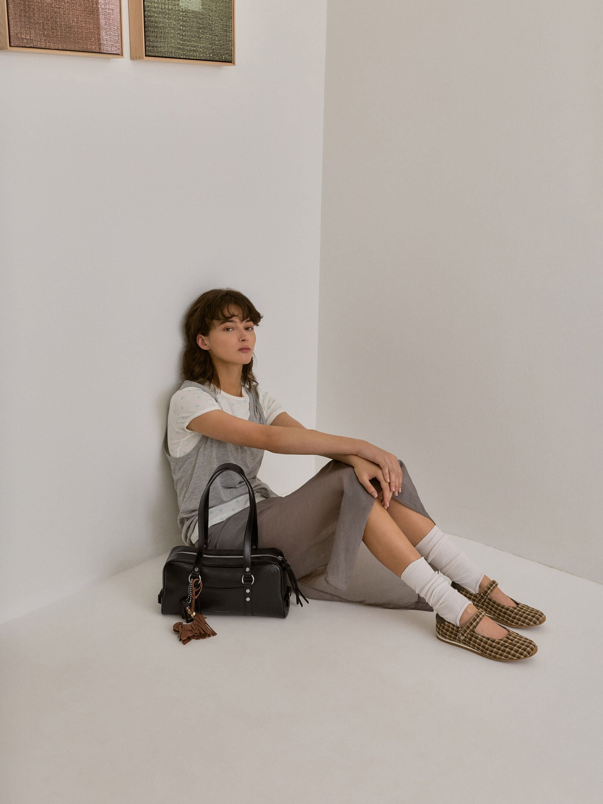 Jace Leather Checkered Mary Jane Sneakers - Multi | CHARLES & KEITH