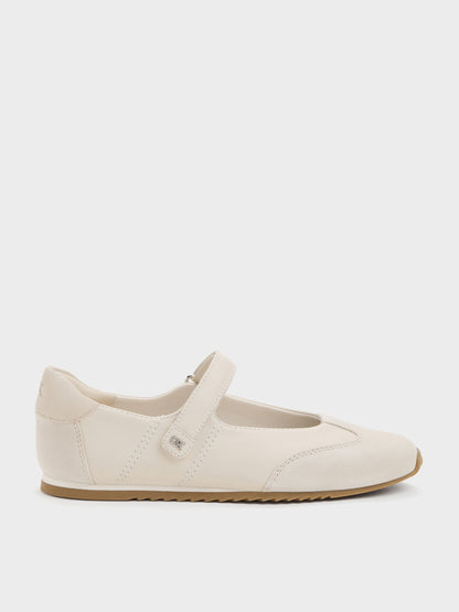 Jace Leather & Suede Mary Jane Sneakers - Chalk | CHARLES & KEITH