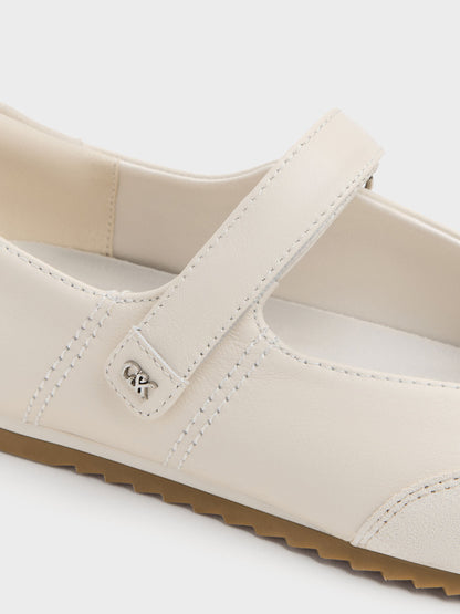 Jace Leather & Suede Mary Jane Sneakers - Chalk | CHARLES & KEITH