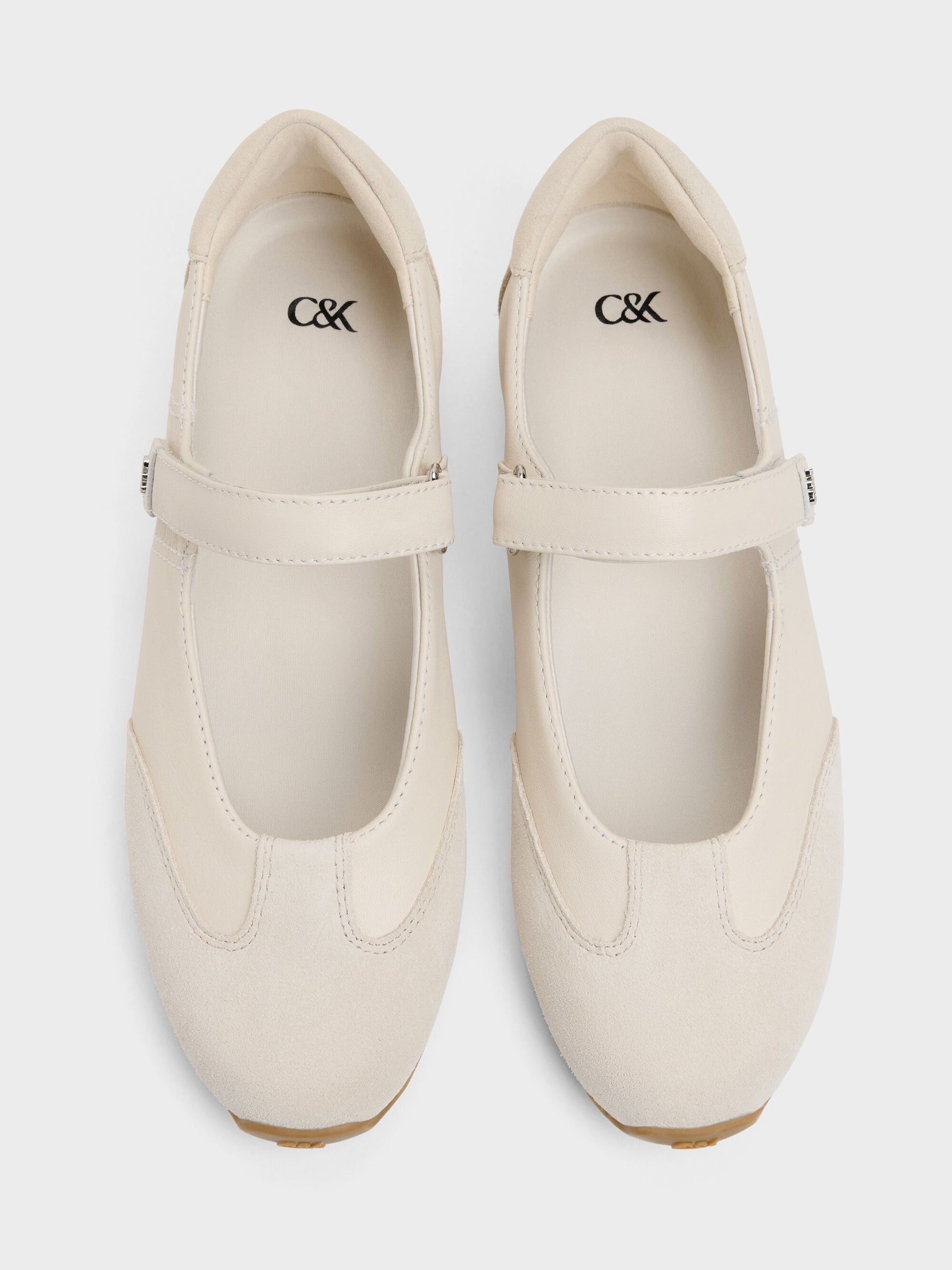 Jace Leather & Suede Mary Jane Sneakers - Chalk | CHARLES & KEITH