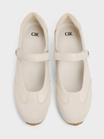 Jace Leather & Suede Mary Jane Sneakers - Chalk | CHARLES & KEITH