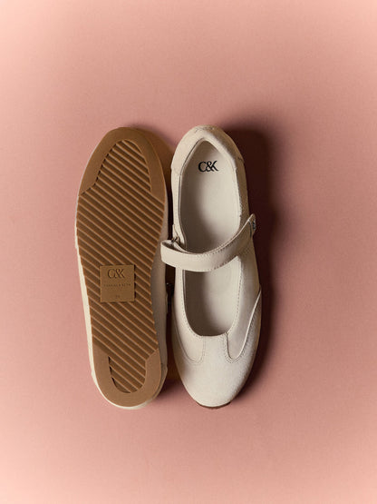 Jace Leather & Suede Mary Jane Sneakers - Chalk | CHARLES & KEITH
