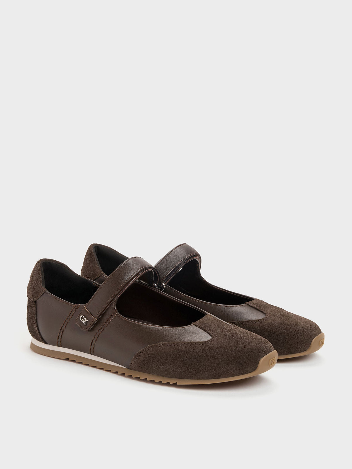 Jace Leather & Suede Mary Jane Sneakers - Dark Brown | CHARLES & KEITH