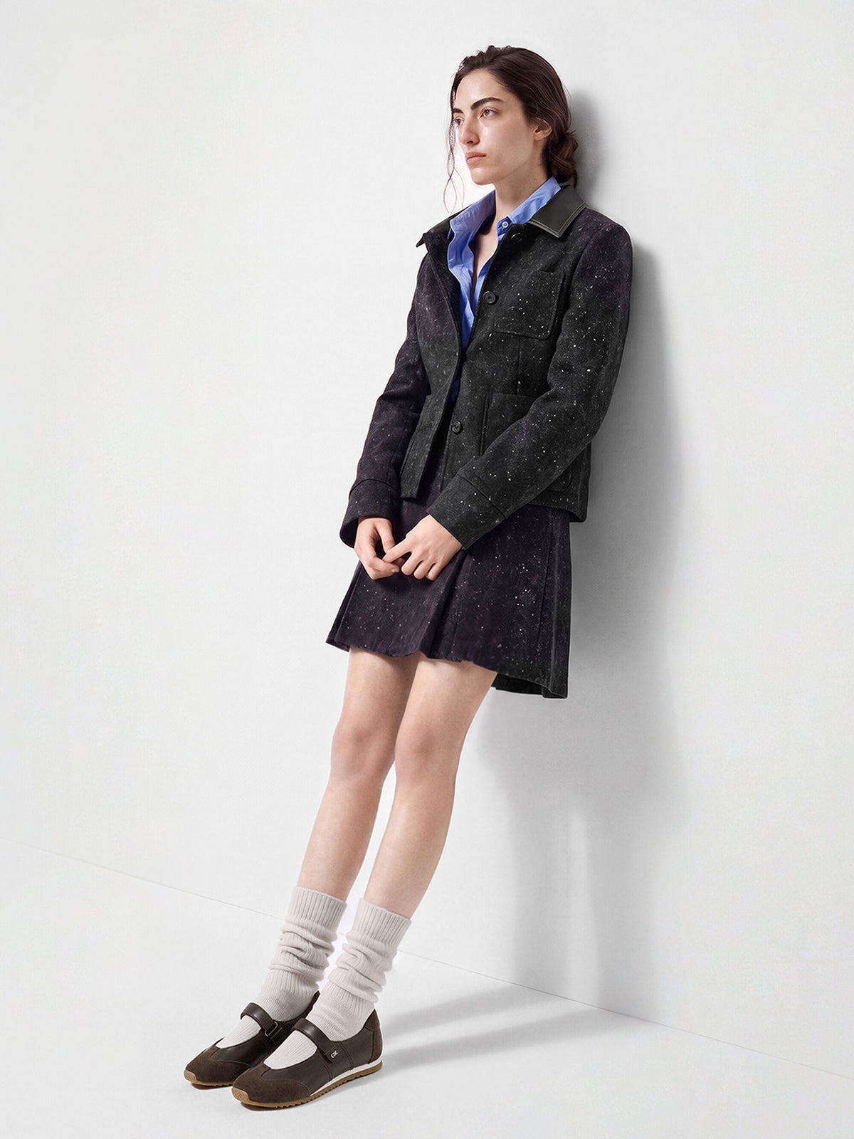 Jace Leather & Suede Mary Jane Sneakers - Dark Brown | CHARLES & KEITH