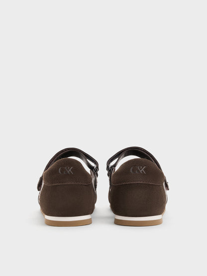 Jace Leather & Suede Mary Jane Sneakers - Dark Brown | CHARLES & KEITH