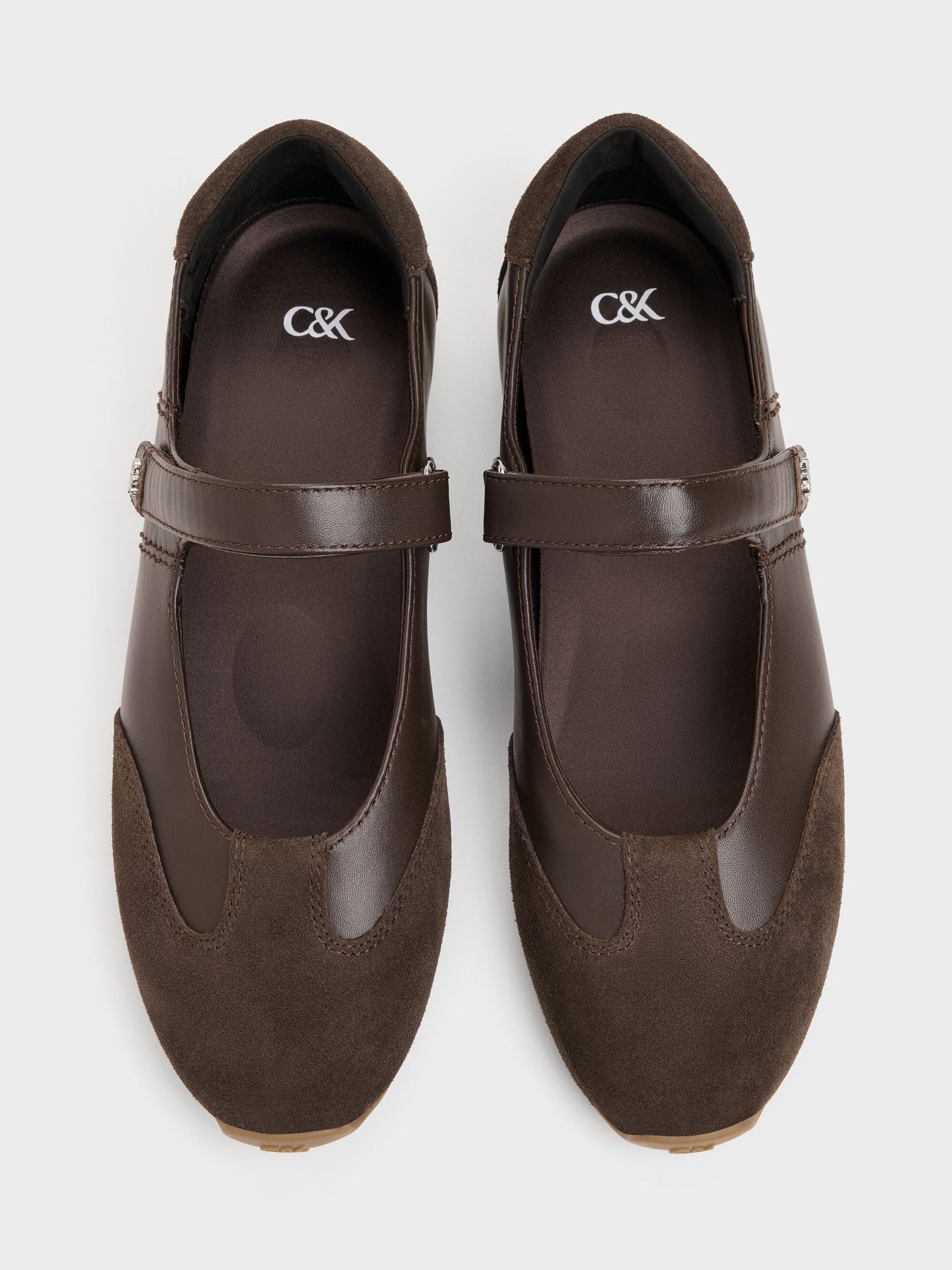 Jace Leather & Suede Mary Jane Sneakers - Dark Brown | CHARLES & KEITH