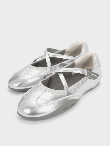 Mika Crossover Mary Jane Sneakers - Silver | CHARLES & KEITH