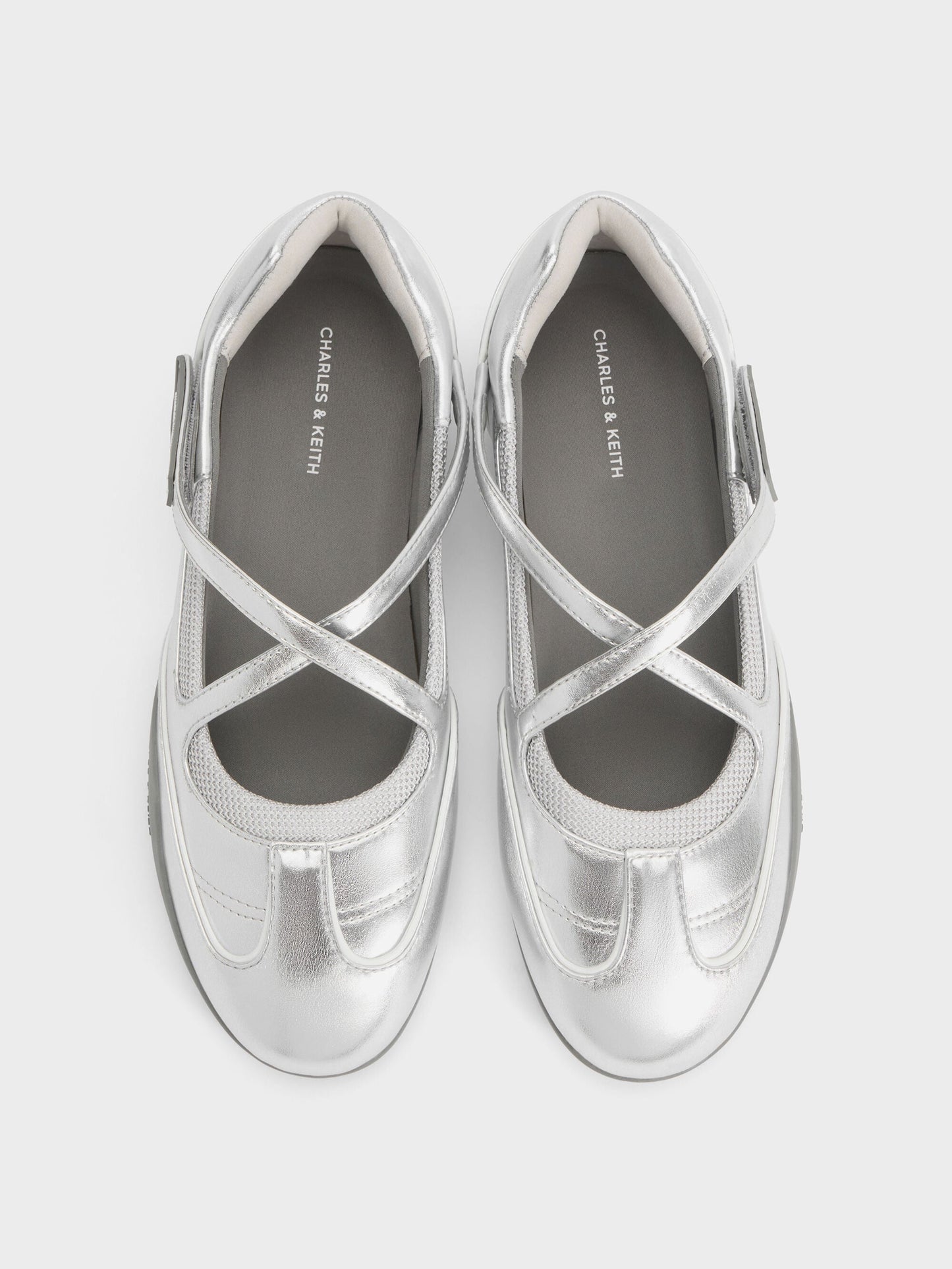 Mika Crossover Mary Jane Sneakers - Silver | CHARLES & KEITH