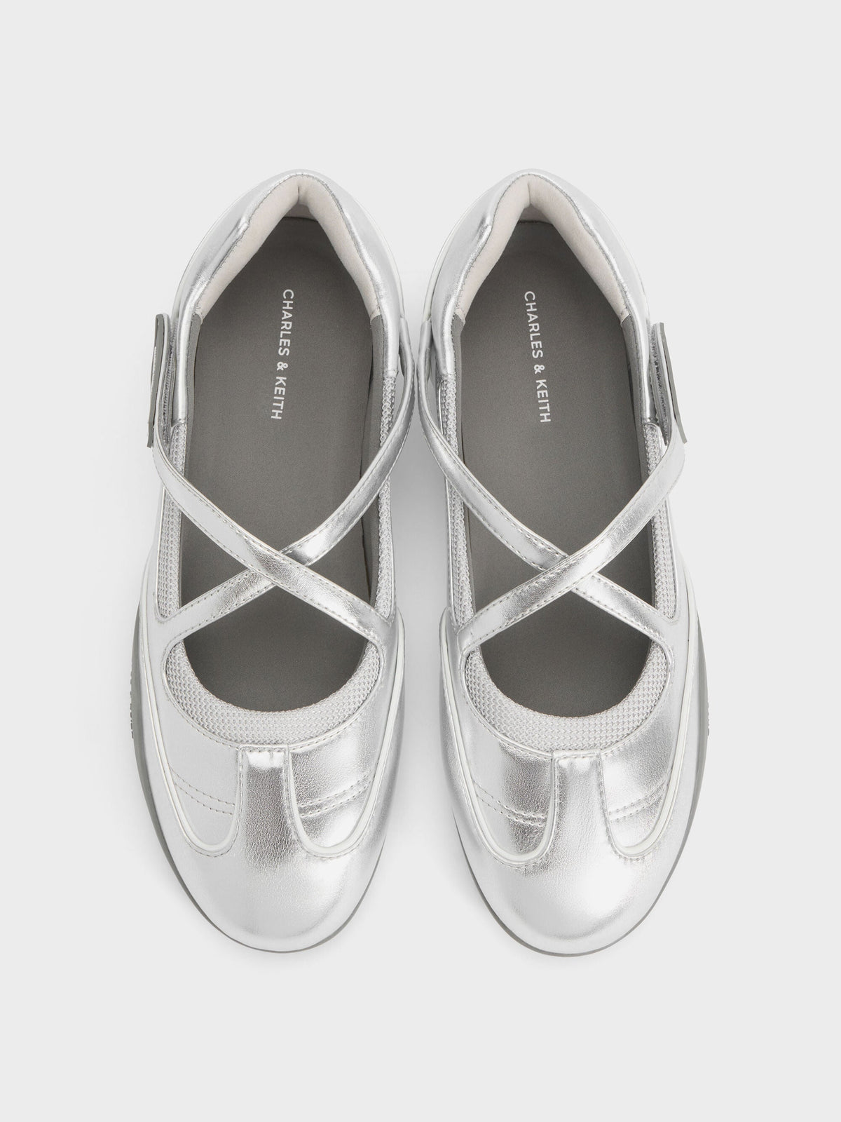 Mika Crossover Mary Jane Sneakers - Silver | CHARLES & KEITH