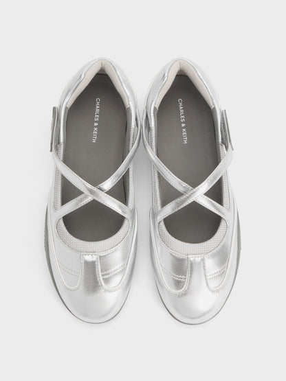 Mika Crossover Mary Jane Sneakers - Silver | CHARLES & KEITH