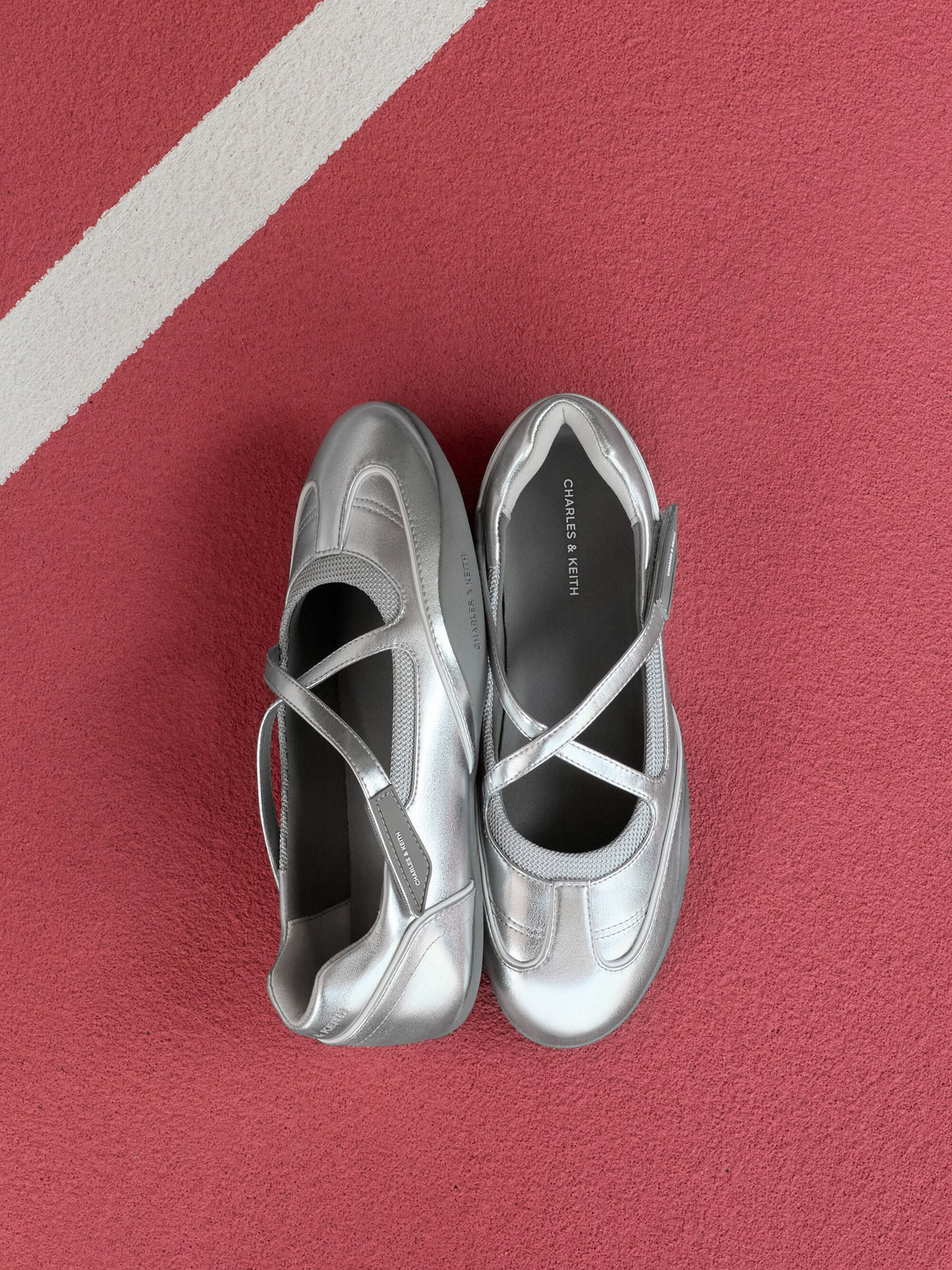 Mika Crossover Mary Jane Sneakers - Silver | CHARLES & KEITH