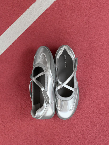 Mika Crossover Mary Jane Sneakers - Silver | CHARLES & KEITH