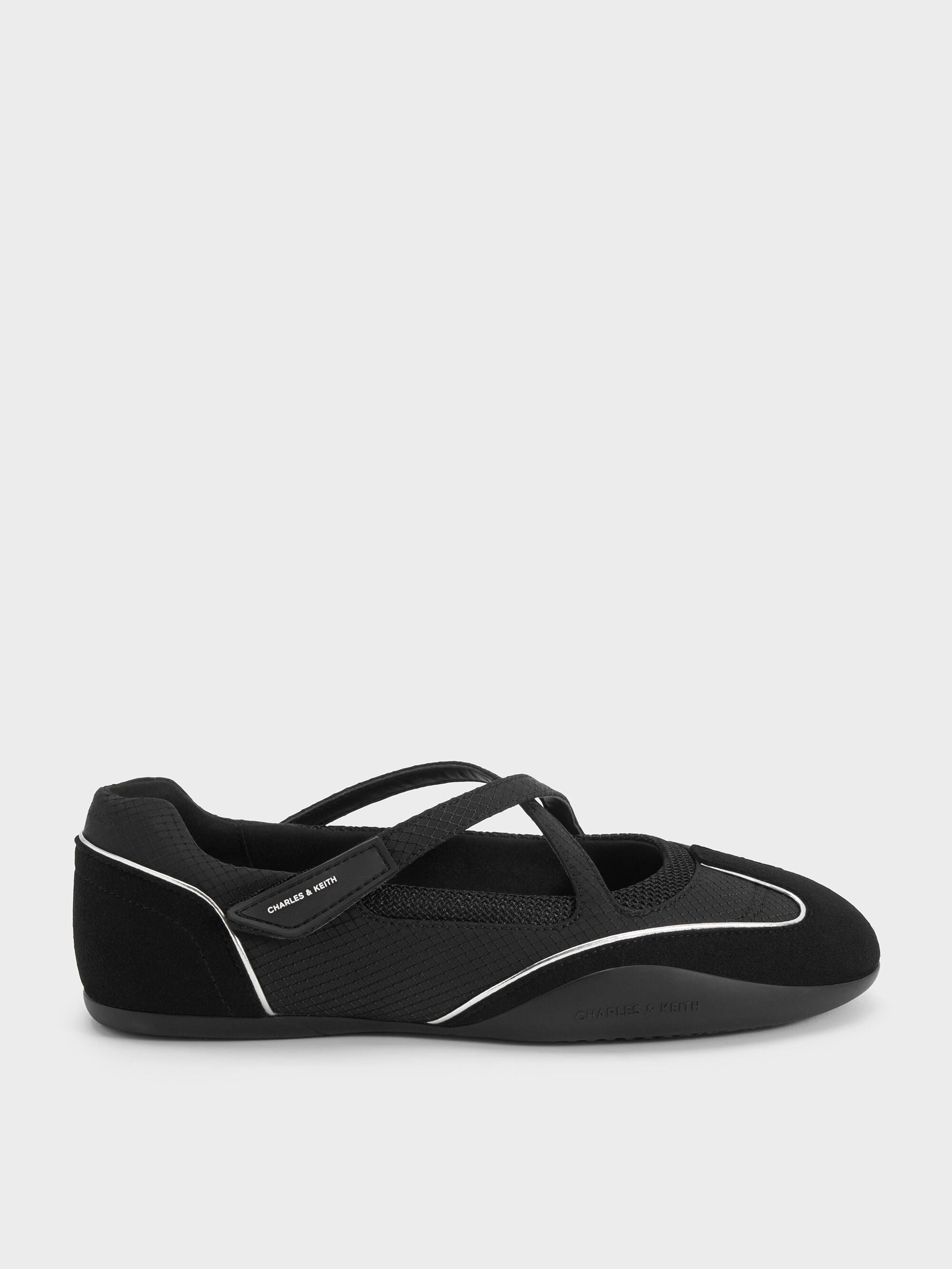 Mika Crossover Mary Jane Sneakers - Black Textured | CHARLES & KEITH