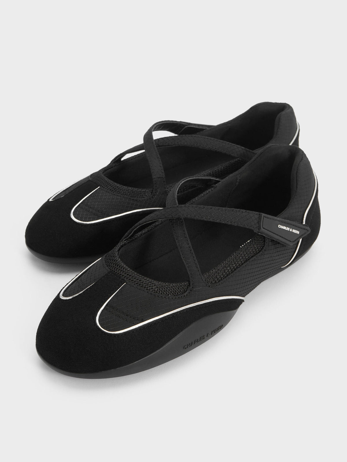 Mika Crossover Mary Jane Sneakers - Black Textured | CHARLES & KEITH