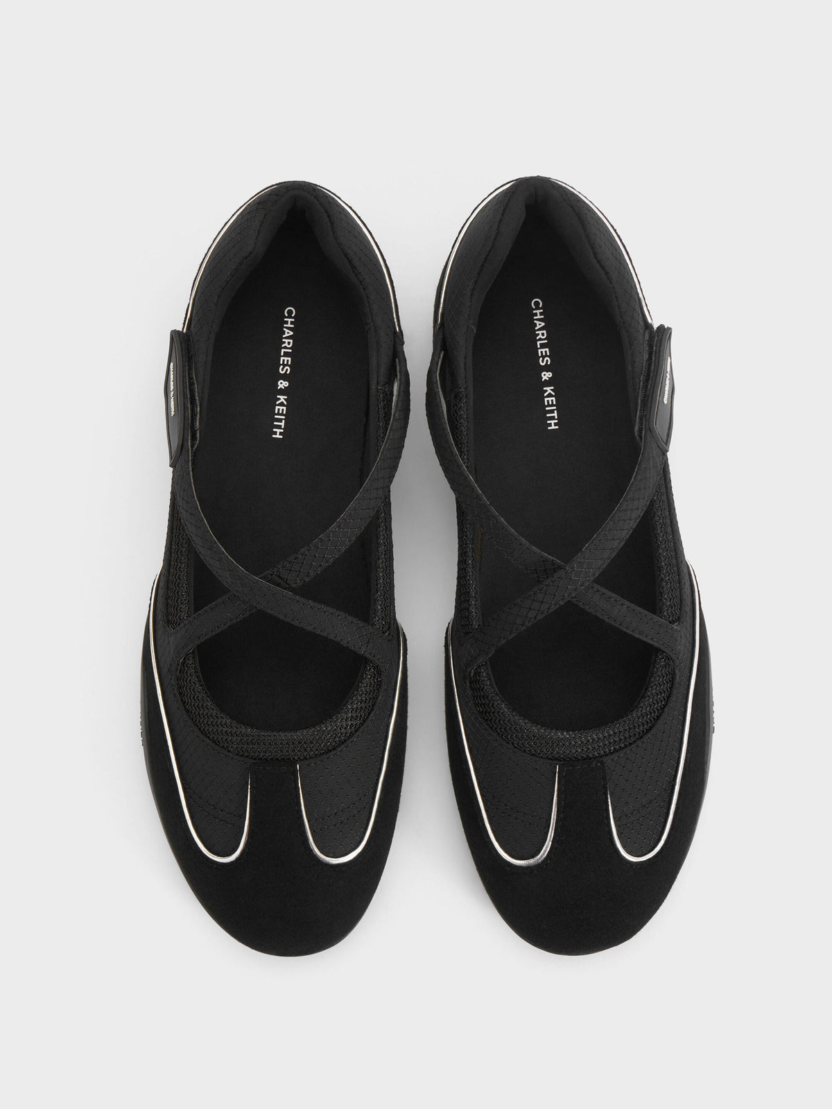 Mika Crossover Mary Jane Sneakers - Black Textured | CHARLES & KEITH