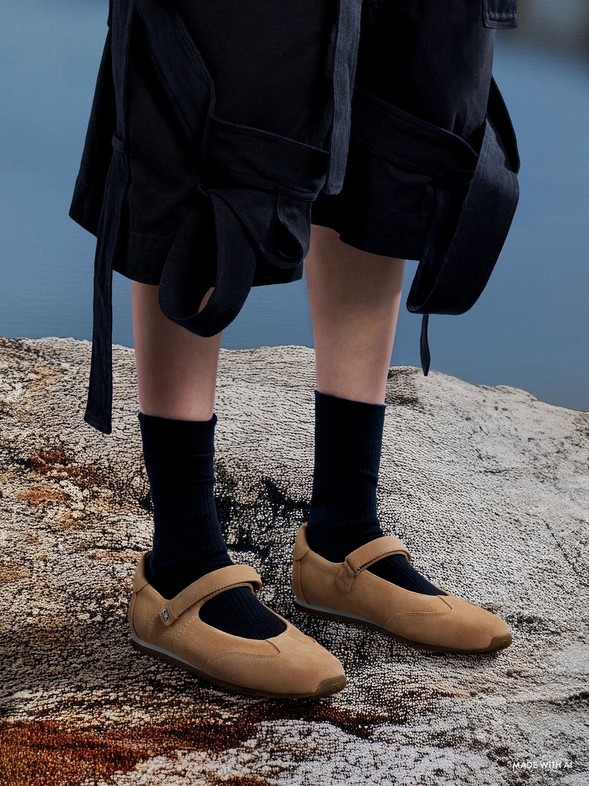 Jace Suede Mary Jane Sneakers - Beige | CHARLES & KEITH