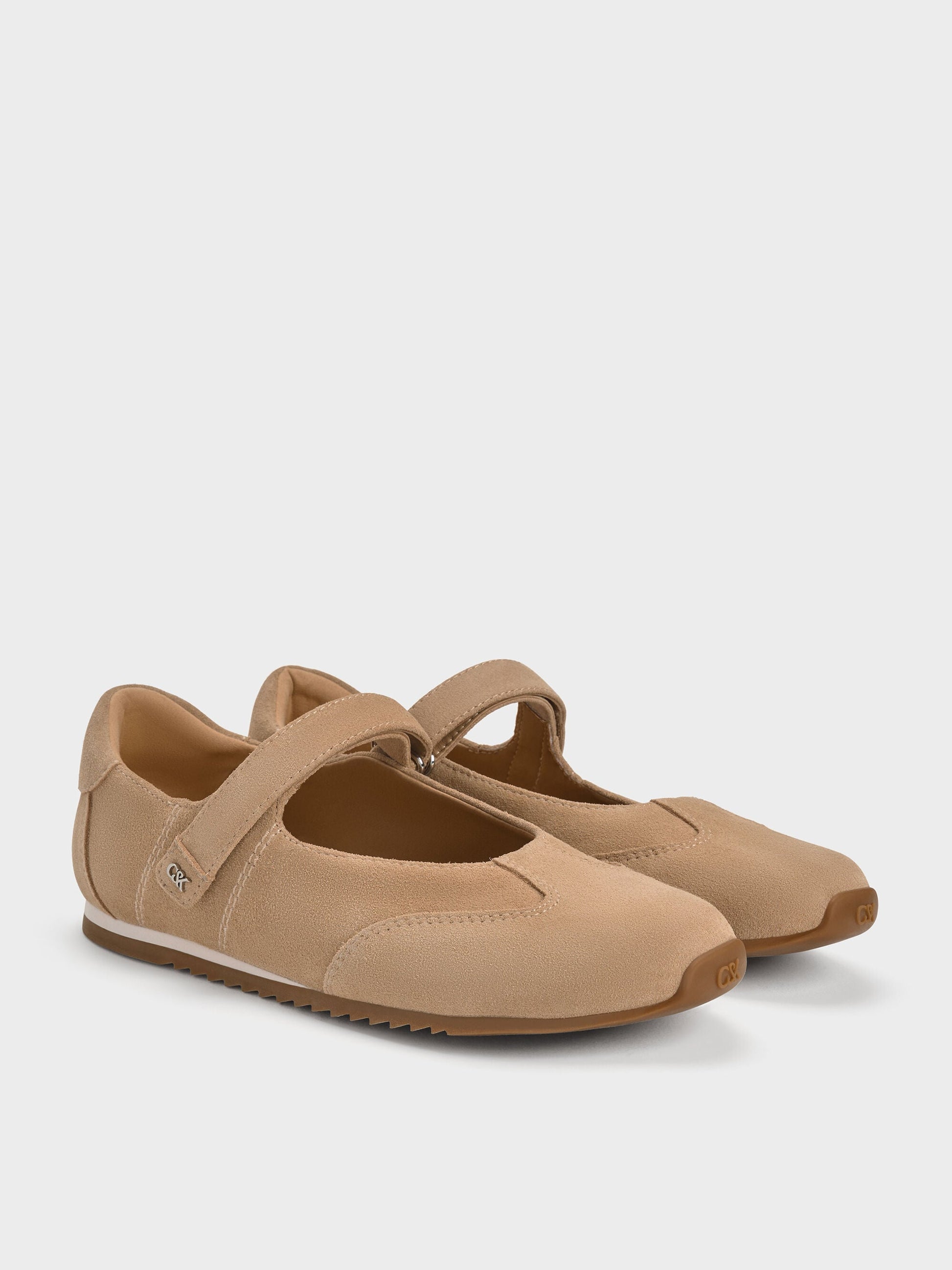 Jace Suede Mary Jane Sneakers - Beige | CHARLES & KEITH