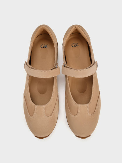 Jace Suede Mary Jane Sneakers - Beige | CHARLES & KEITH