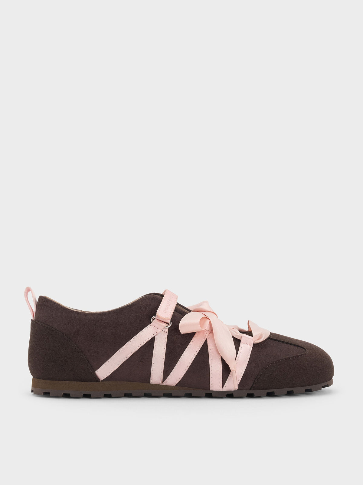 Silko Faux Suede Ballet Sneakers - Dark Brown Textured | CHARLES & KEITH