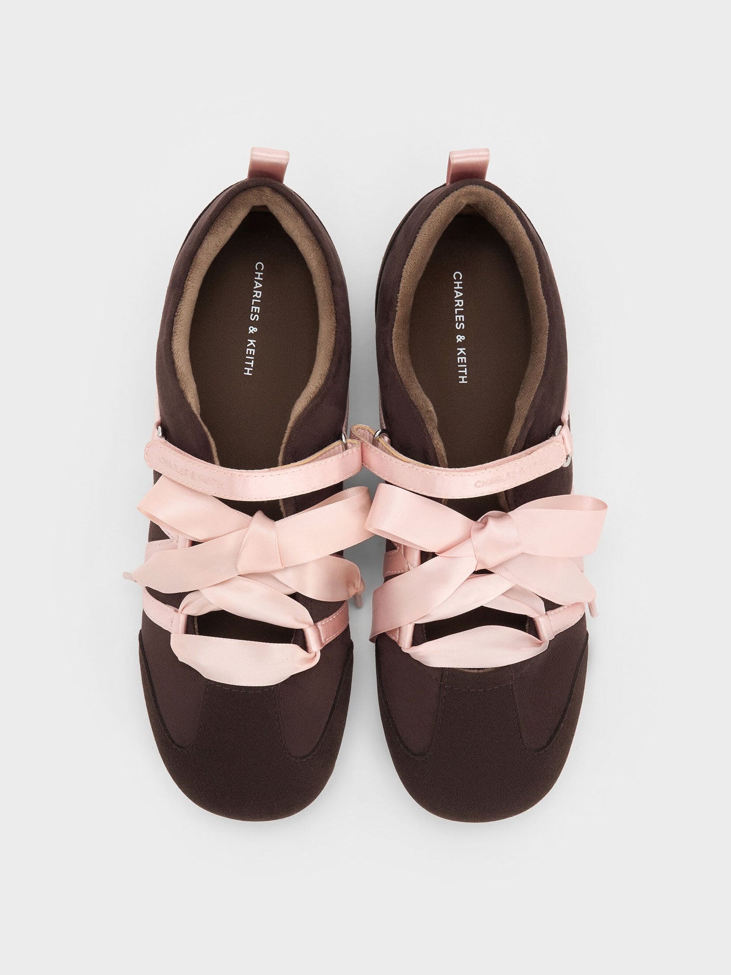 Silko Faux Suede Ballet Sneakers - Dark Brown Textured | CHARLES & KEITH