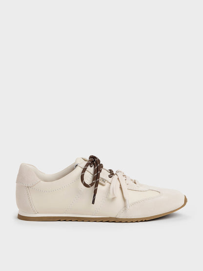 Jace Leather & Suede Sneakers - Chalk | CHARLES & KEITH