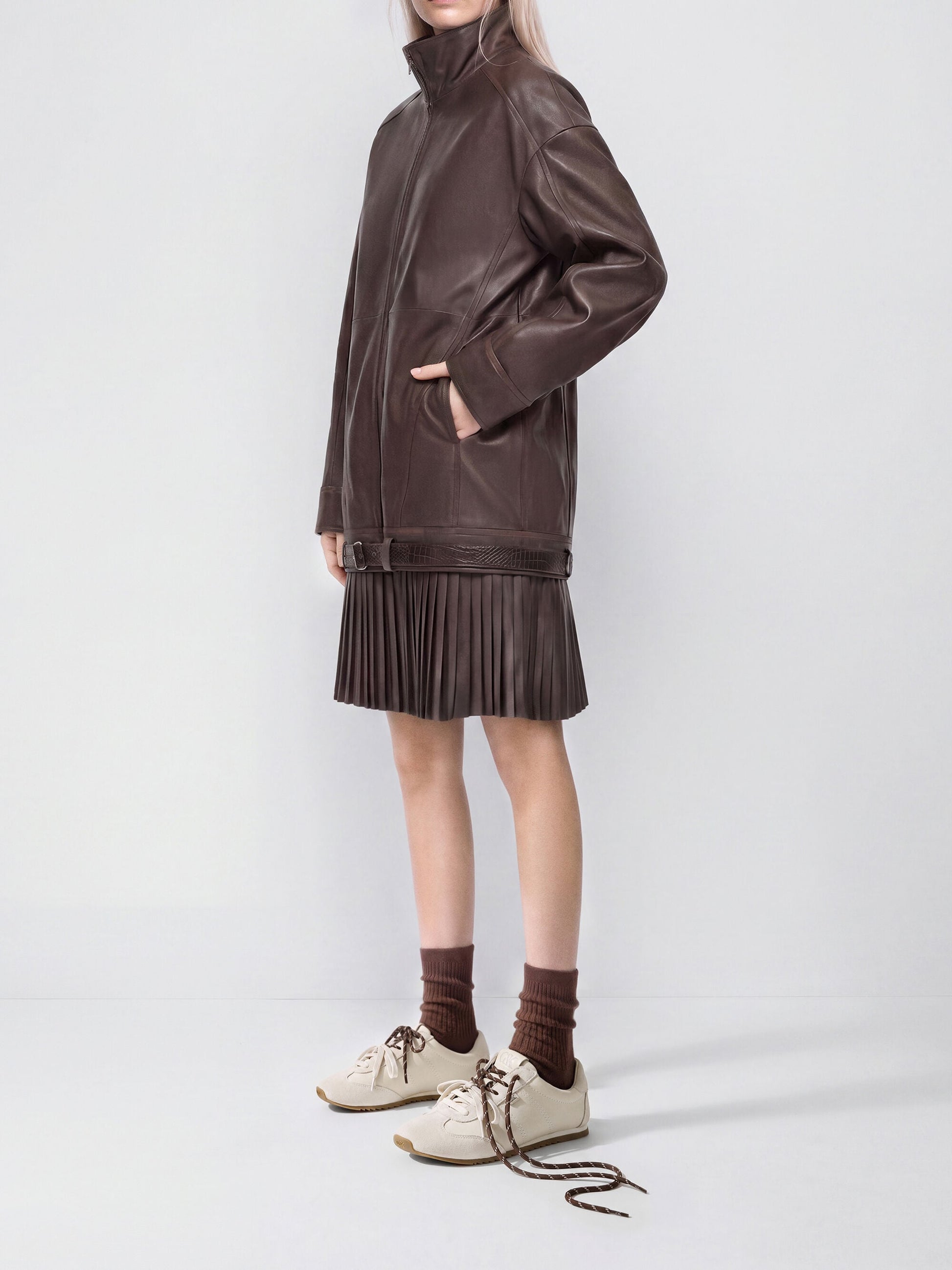 Jace Leather & Suede Sneakers - Chalk | CHARLES & KEITH