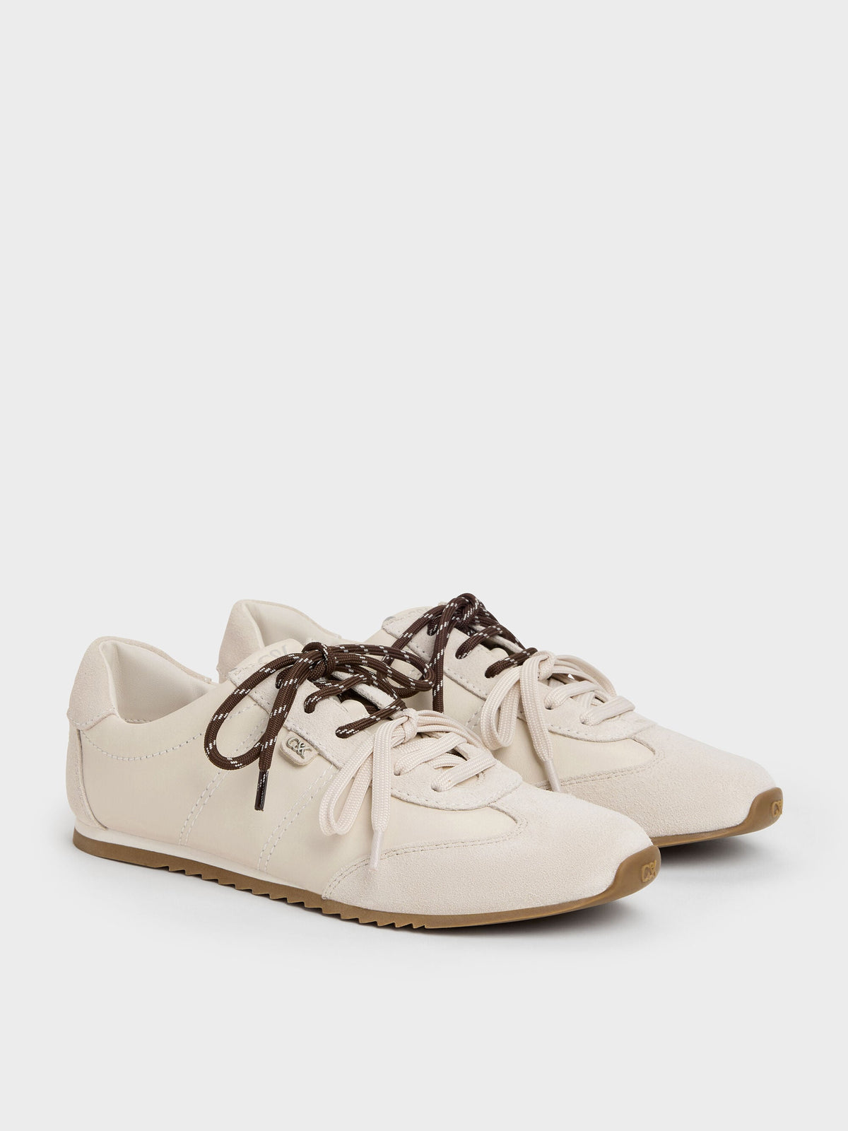 Jace Leather & Suede Sneakers - Chalk | CHARLES & KEITH