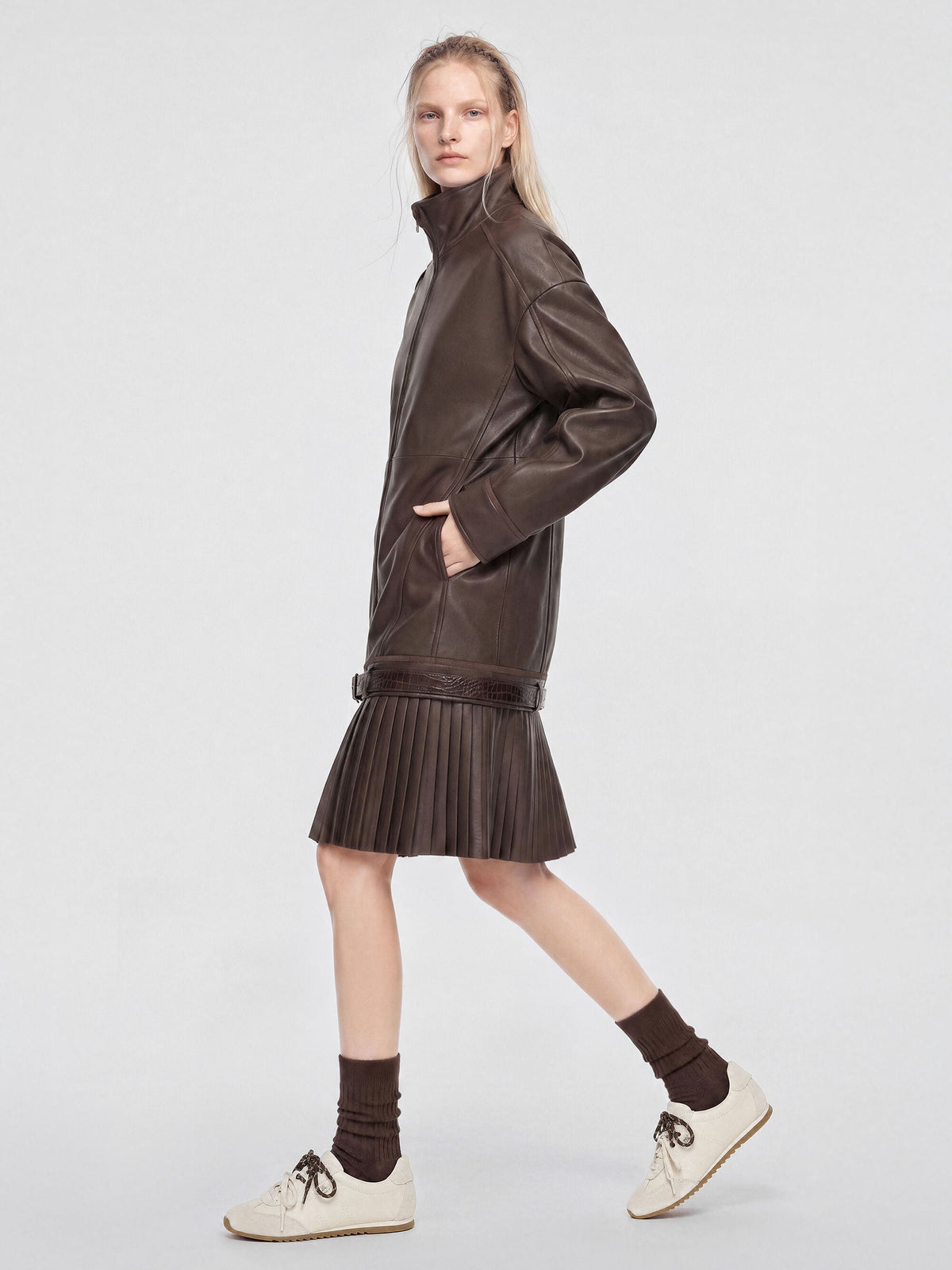 Jace Leather & Suede Sneakers - Chalk | CHARLES & KEITH