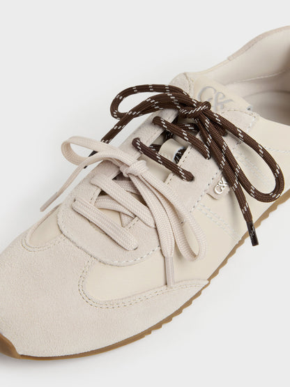 Jace Leather & Suede Sneakers - Chalk | CHARLES & KEITH