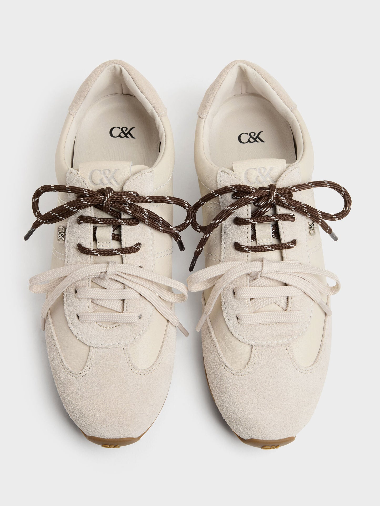 Jace Leather & Suede Sneakers - Chalk | CHARLES & KEITH