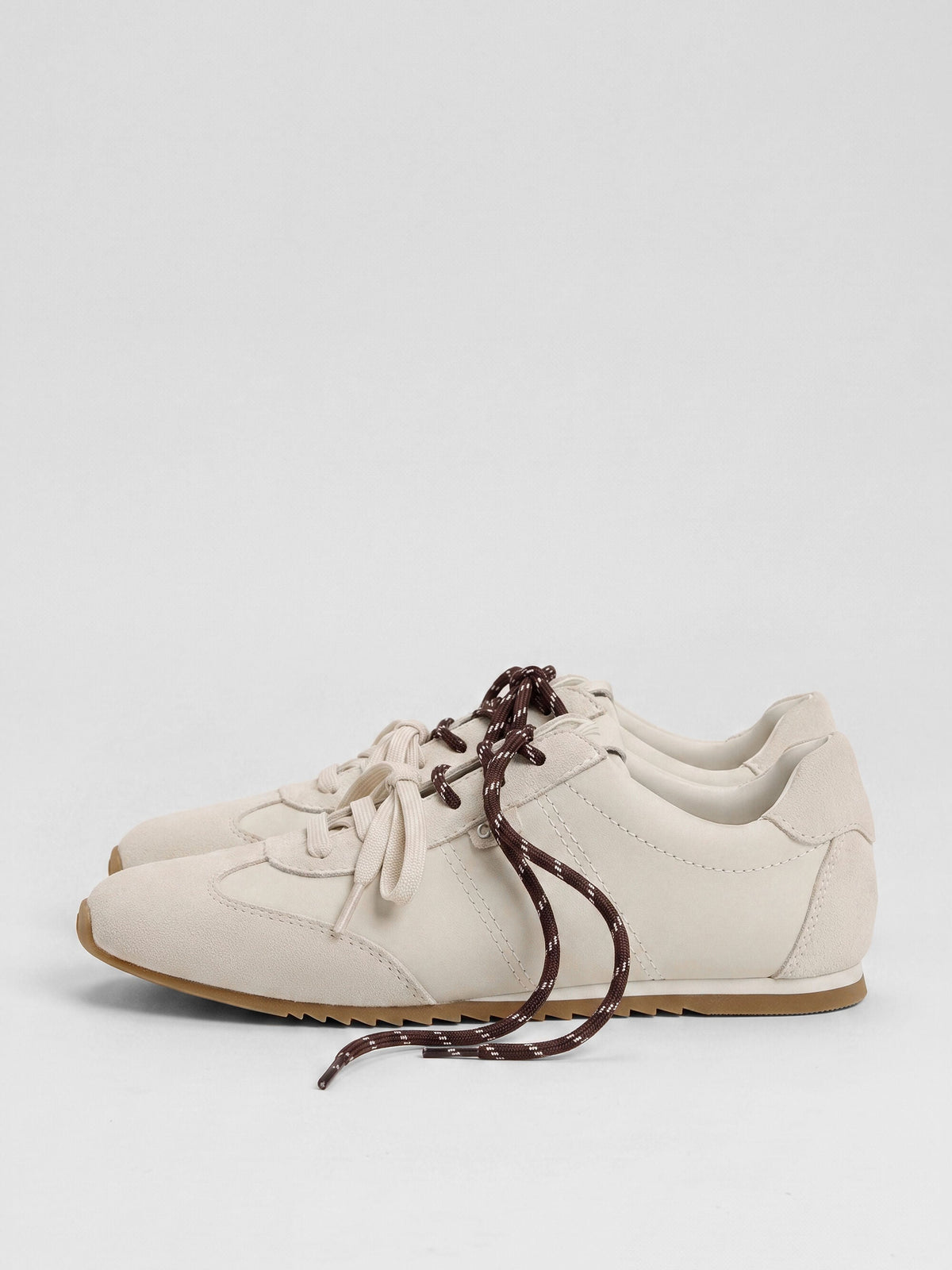 Jace Leather & Suede Sneakers - Chalk | CHARLES & KEITH
