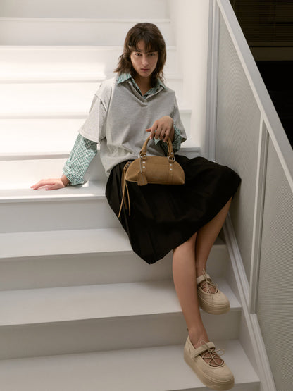 Faux Suede Mary Jane Platform Sneakers - Beige | CHARLES & KEITH