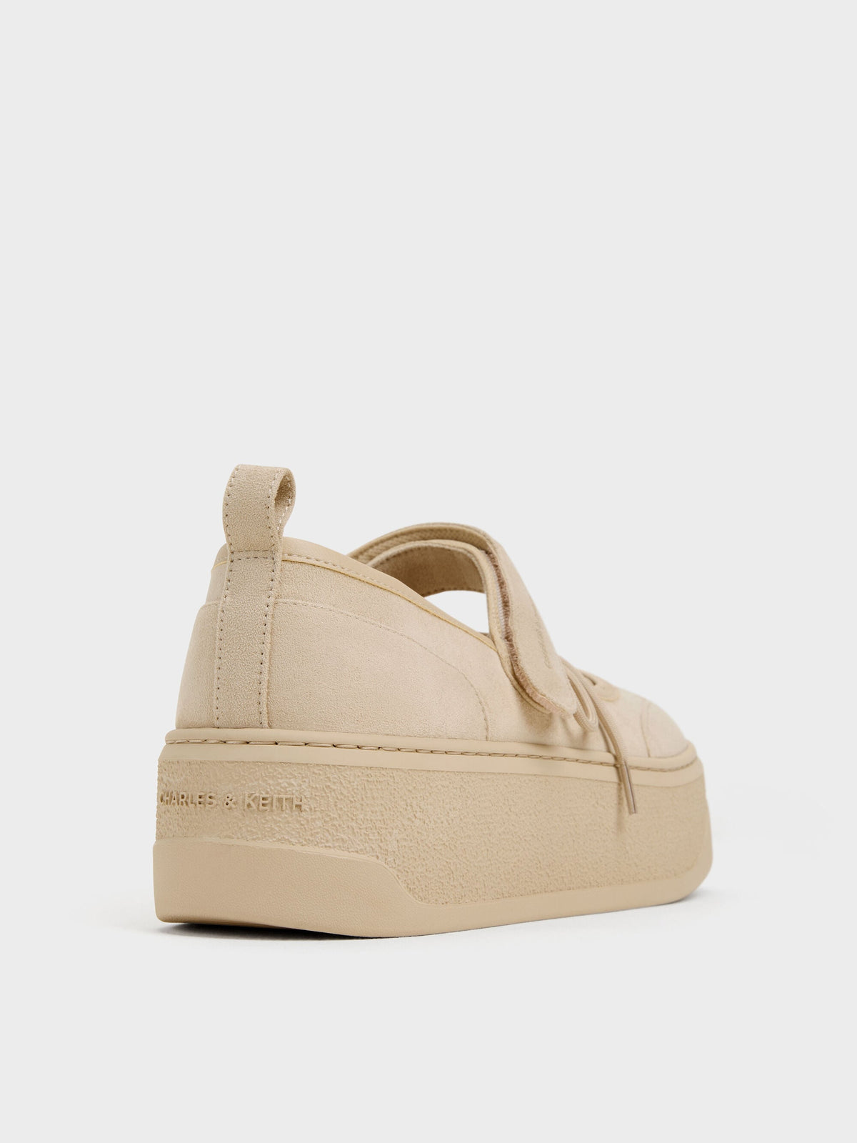 Faux Suede Mary Jane Platform Sneakers - Beige | CHARLES & KEITH