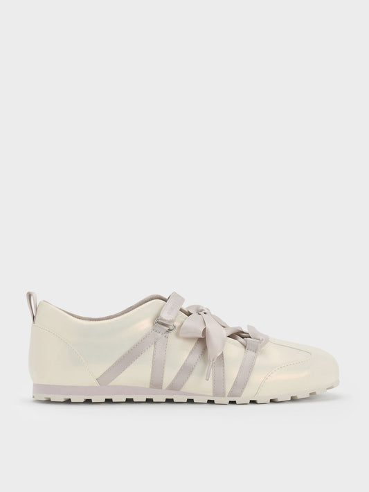 Silko Pearlescent Ballet Sneakers - Chalk | CHARLES & KEITH
